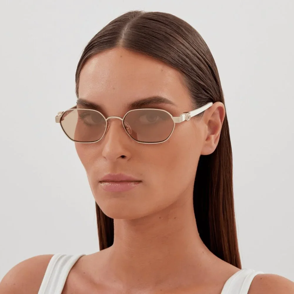 Gucci Men Sunglasses Gold Ivory Pink Geometric GG1593S 0002 BRAND NEW